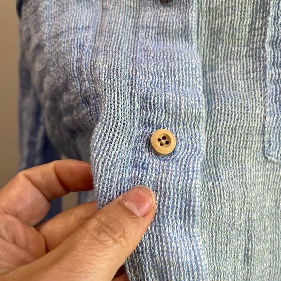 Magaschoni Blue Linen Button Down Swim Coverup Dress Size M - Picture 4 of 8